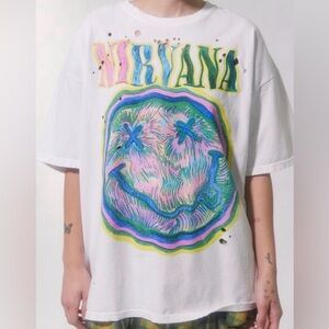 URBAN White Nirvana Graphic T-Shirt